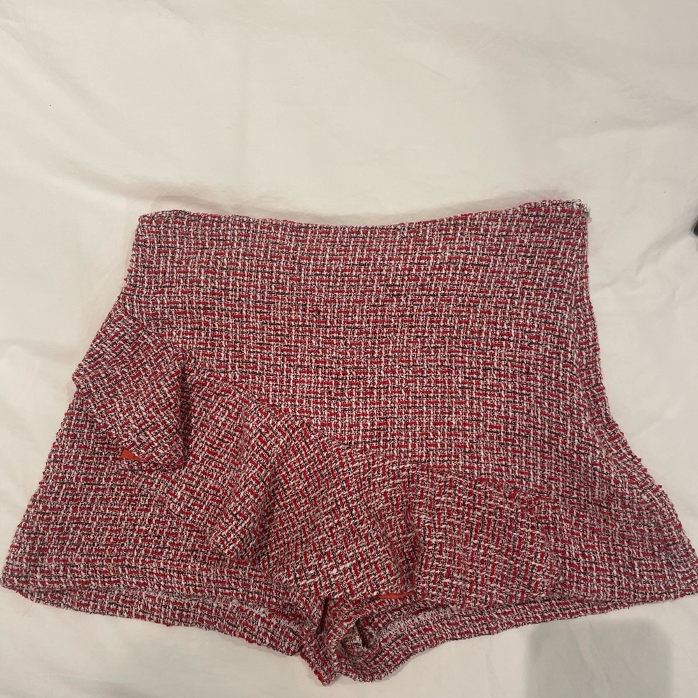 Mustard Seed Red Tweed High Waist Shorts